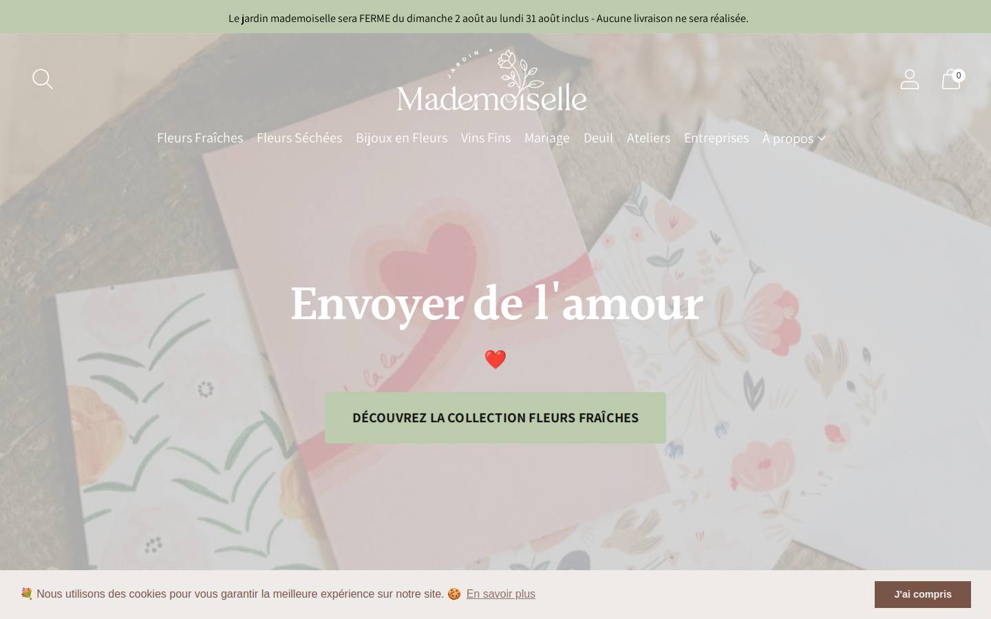 Jardin Mademoiselle homepage screenshot