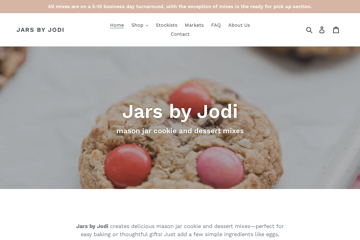 Jars by Jodi homepage screenshot