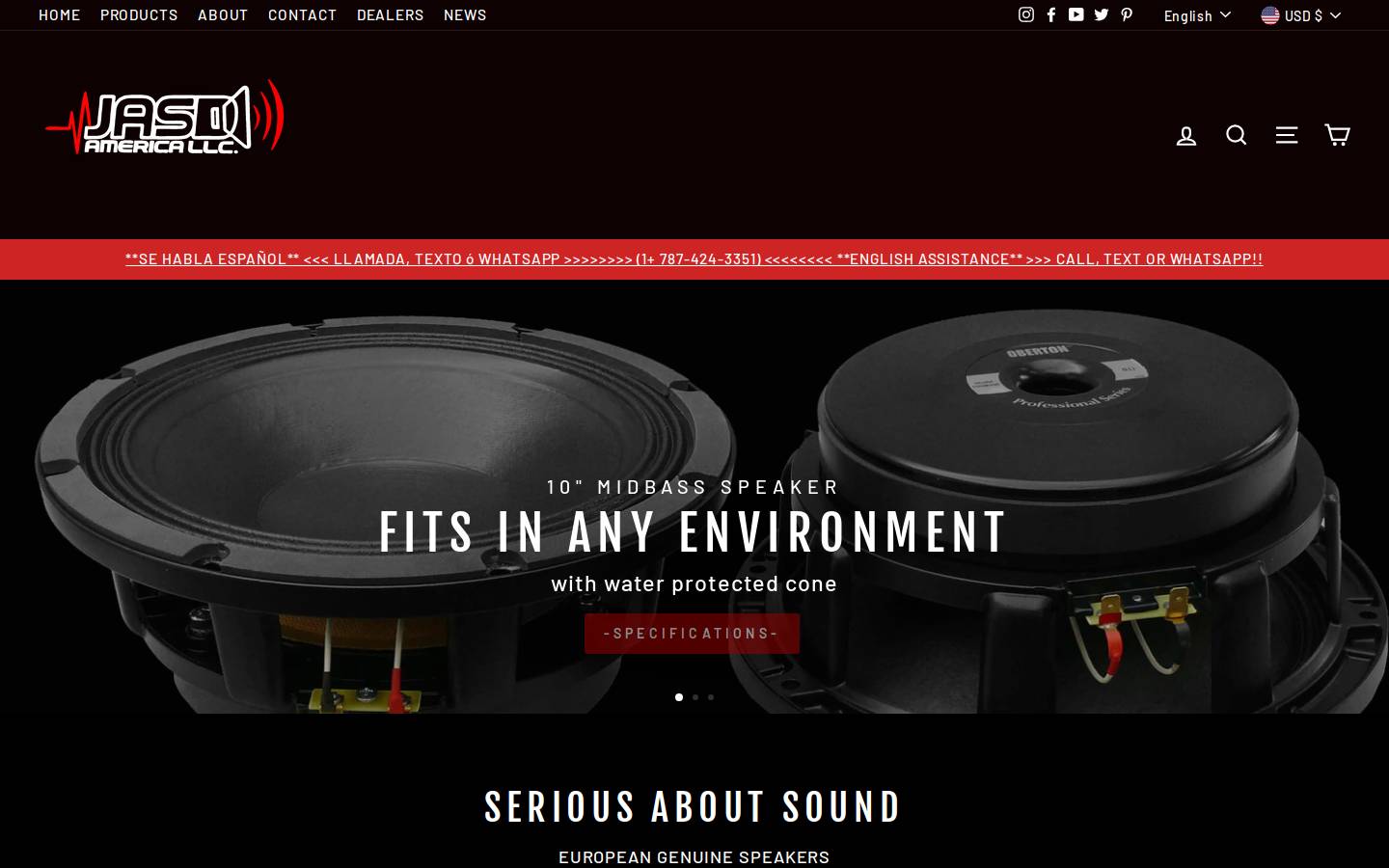 jasdamerica.com homepage screenshot