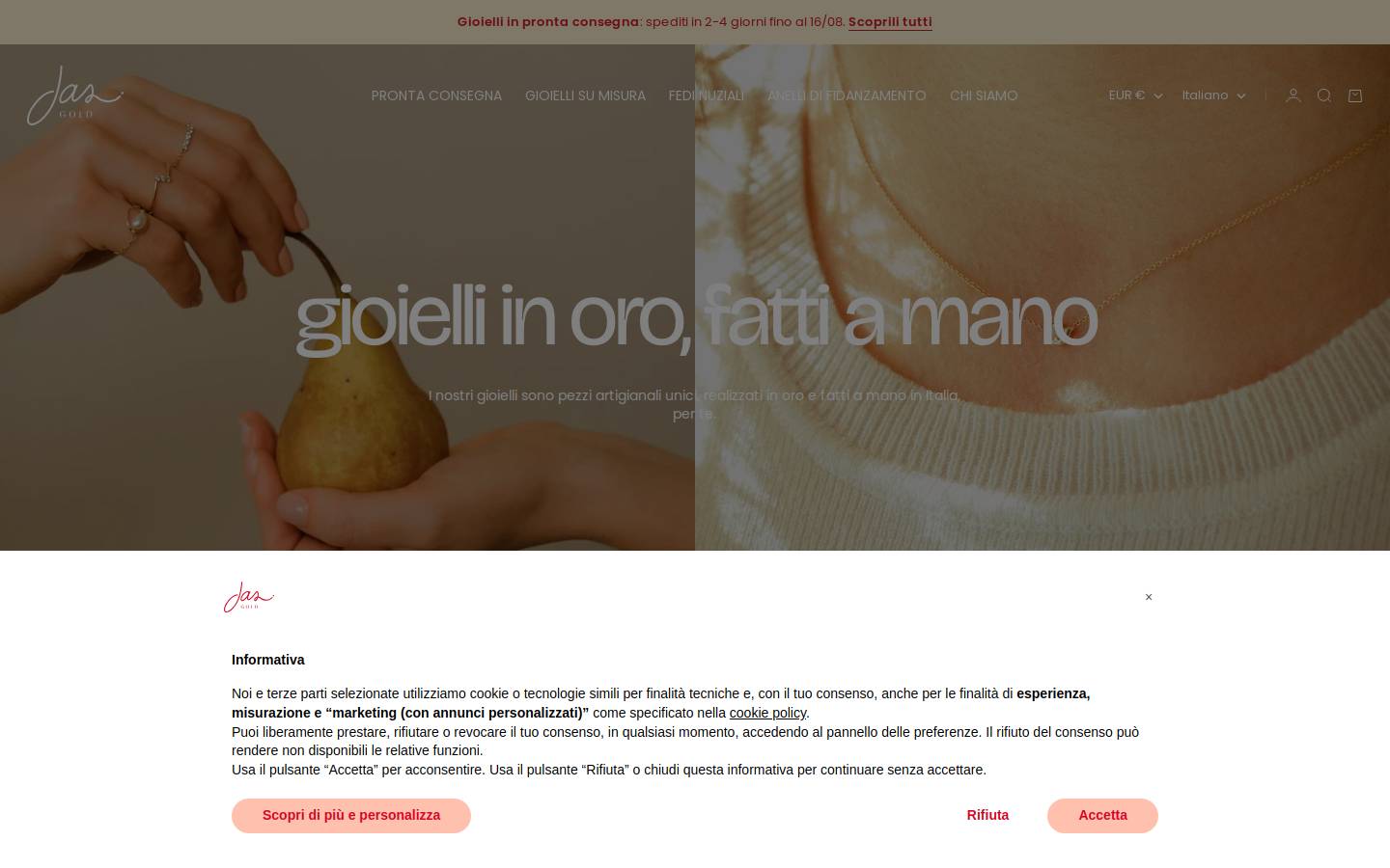 Jas Gold homepage screenshot