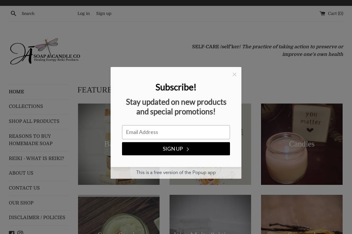 jasoapandcandle.com homepage screenshot