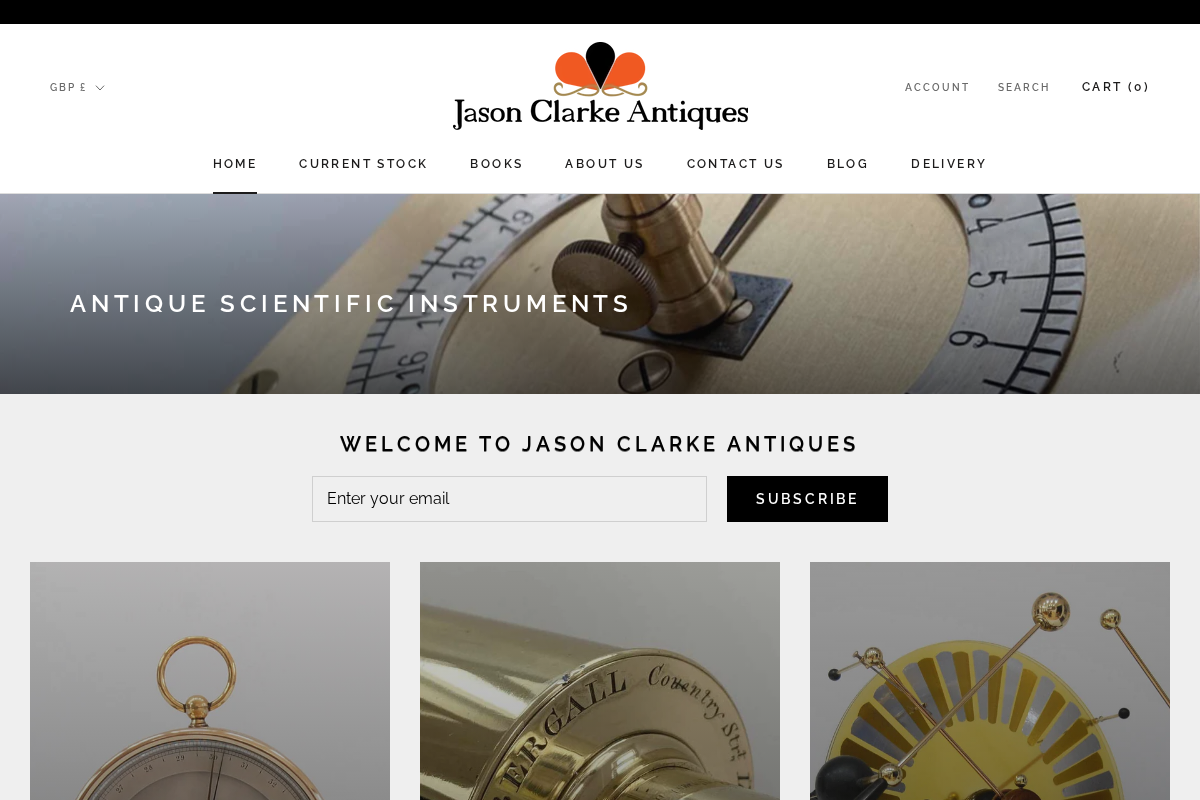 Jason Clarke Antiques homepage screenshot
