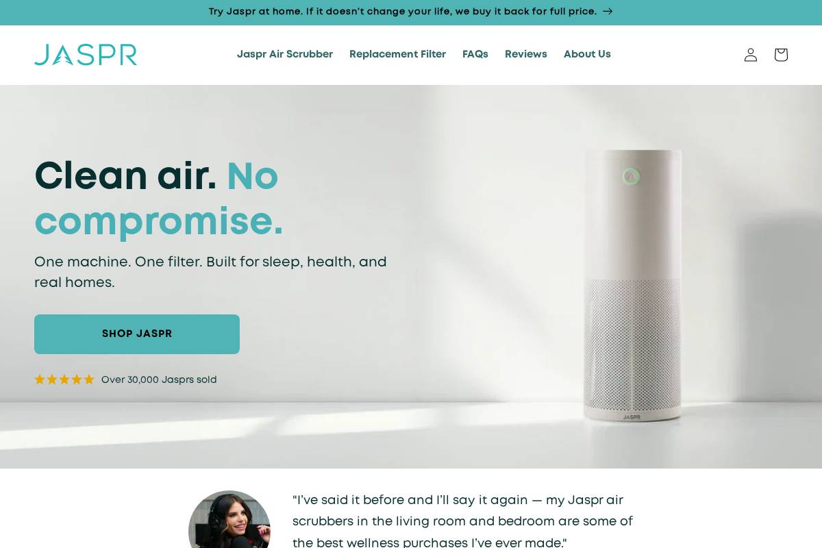 jaspr.co homepage screenshot