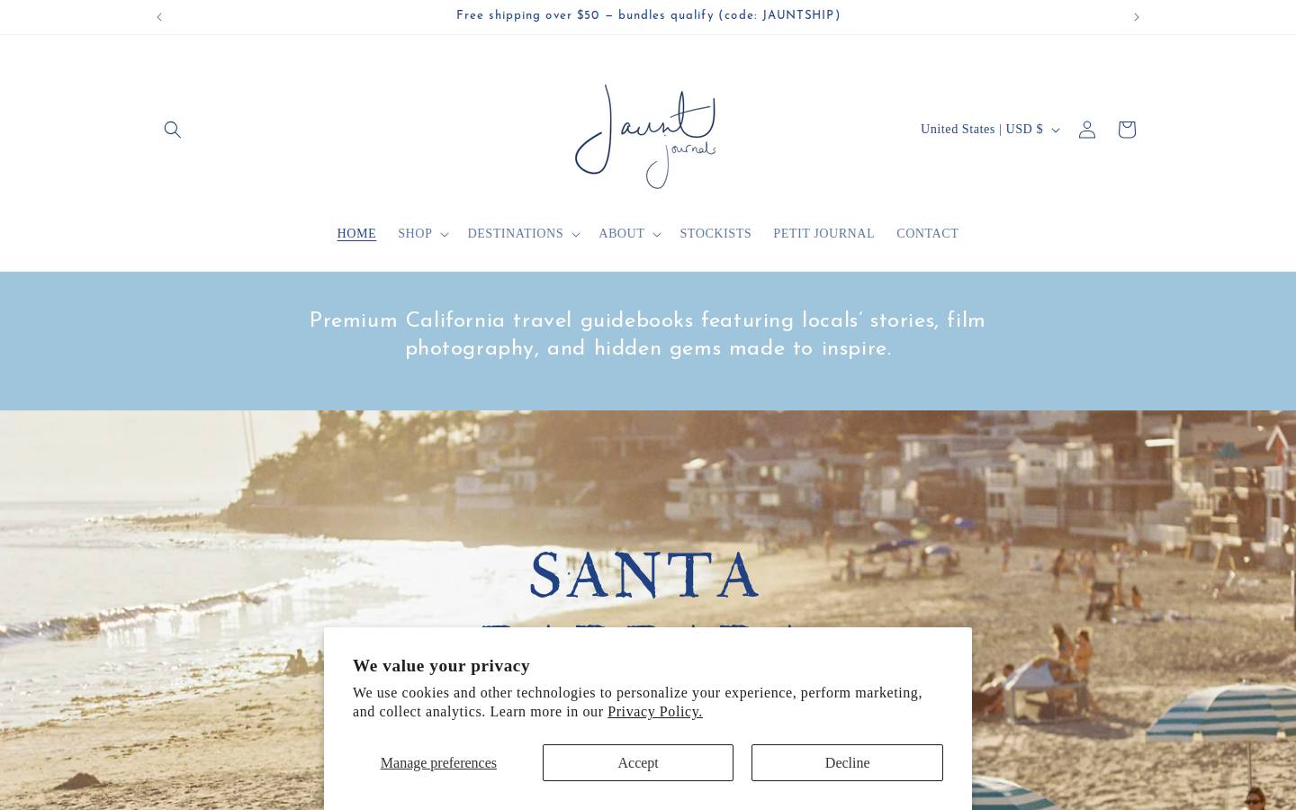 jauntjournals.com homepage screenshot