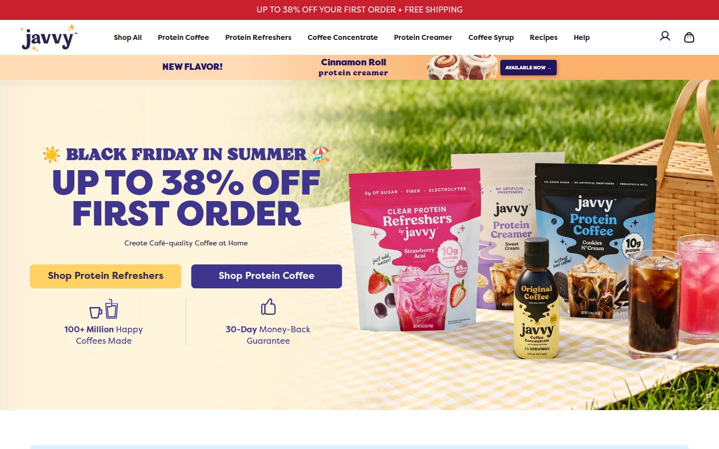 Javvy Coffee homepage screenshot