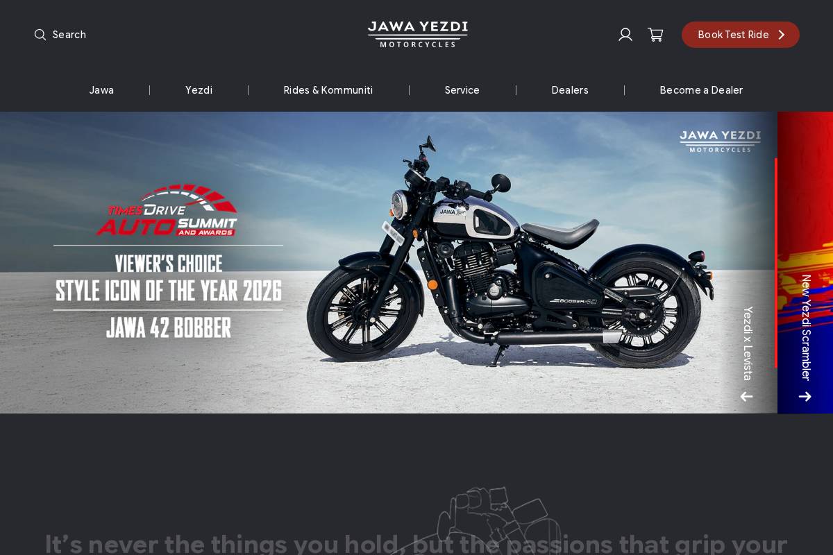 jawayezdimotorcycles.com homepage screenshot