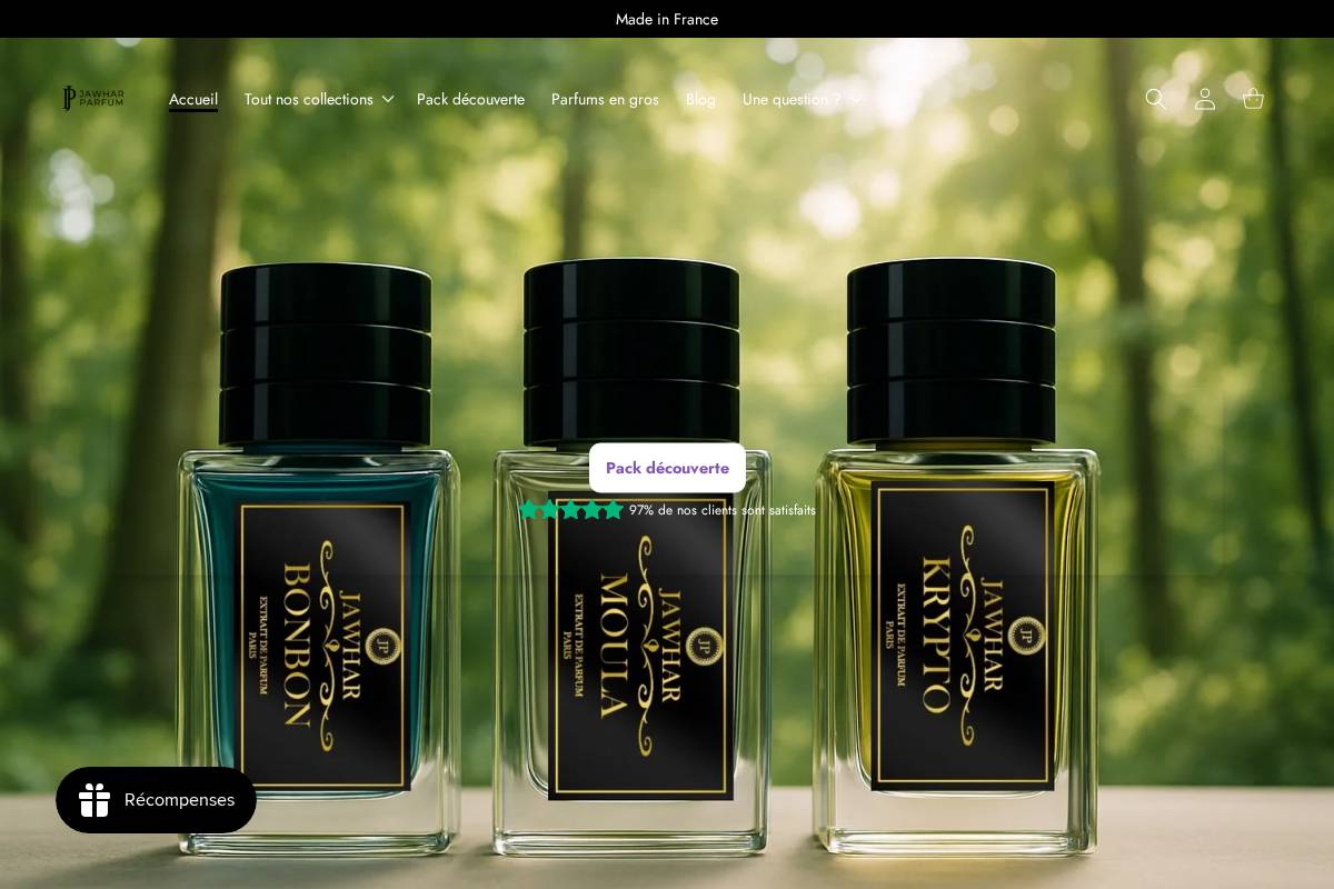 Jawhar Parfums homepage screenshot