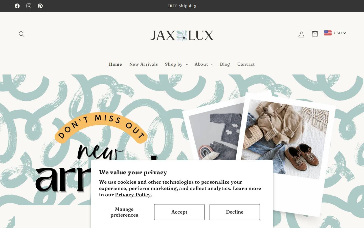jaxandlux.com homepage screenshot