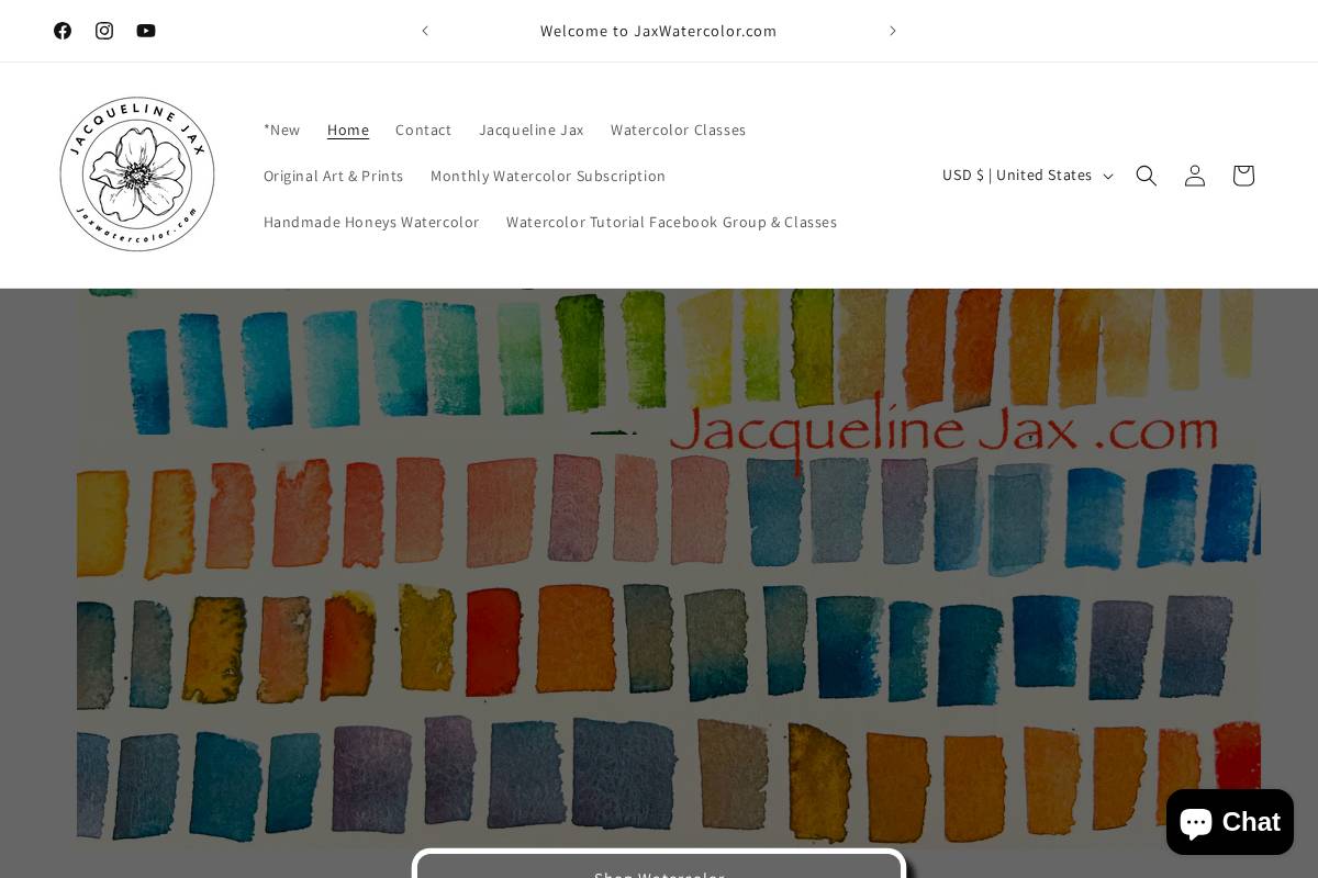jaxwatercolor.com homepage screenshot