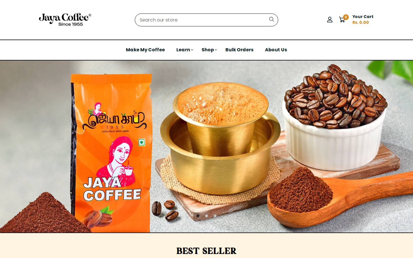 jayacoffee.in homepage screenshot