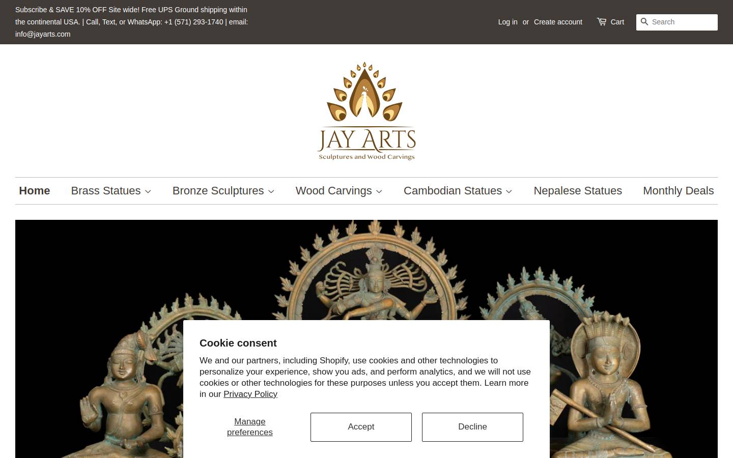 jayarts.com homepage screenshot