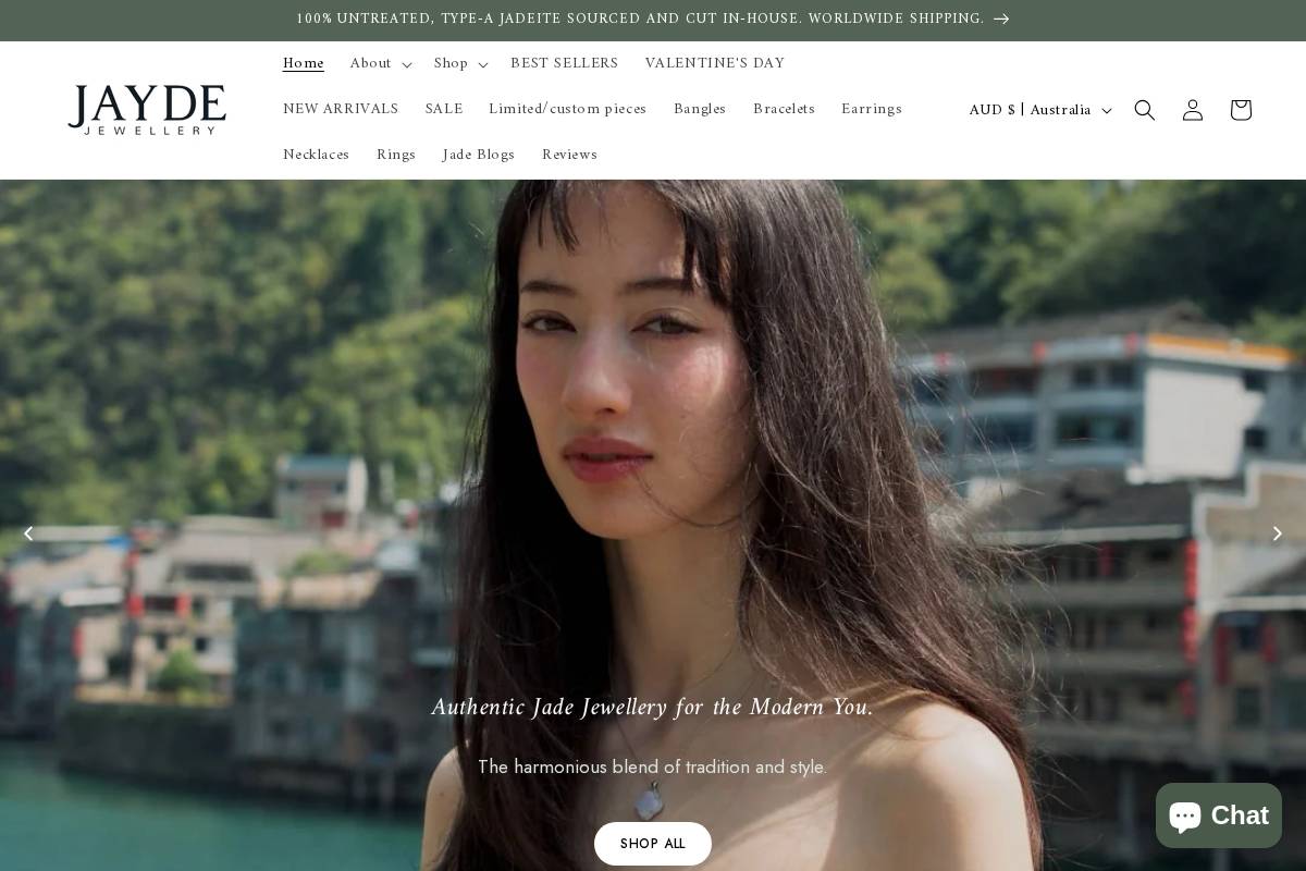jayde-jewellery.com homepage screenshot