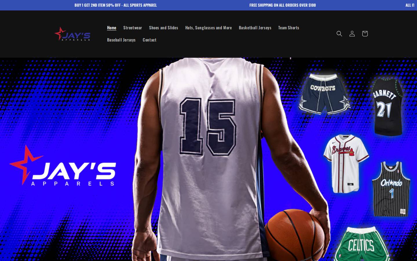 jaysapparels.com homepage screenshot