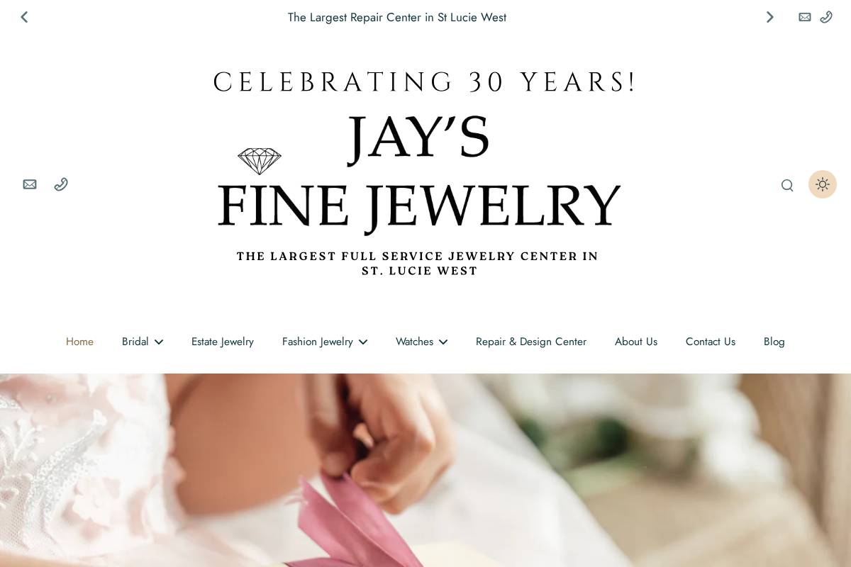 jaysfinejewelry.com homepage screenshot