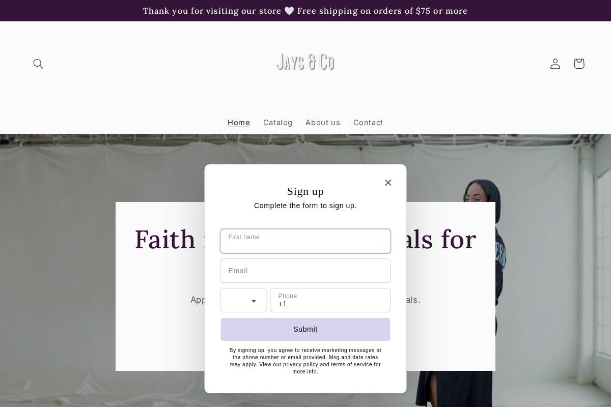 Jays & Co homepage screenshot
