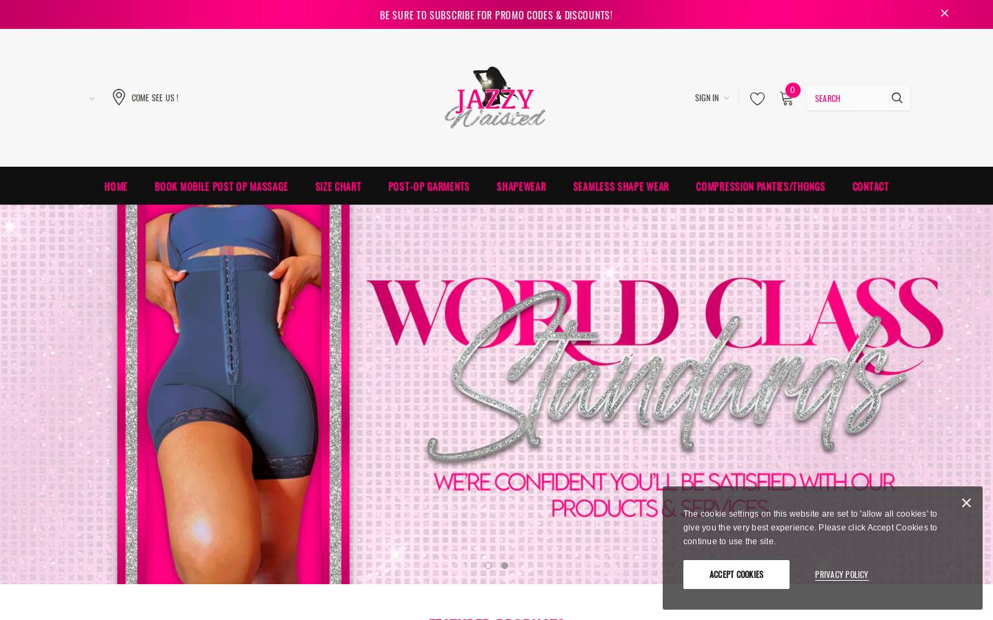 jazzywaisted.com homepage screenshot