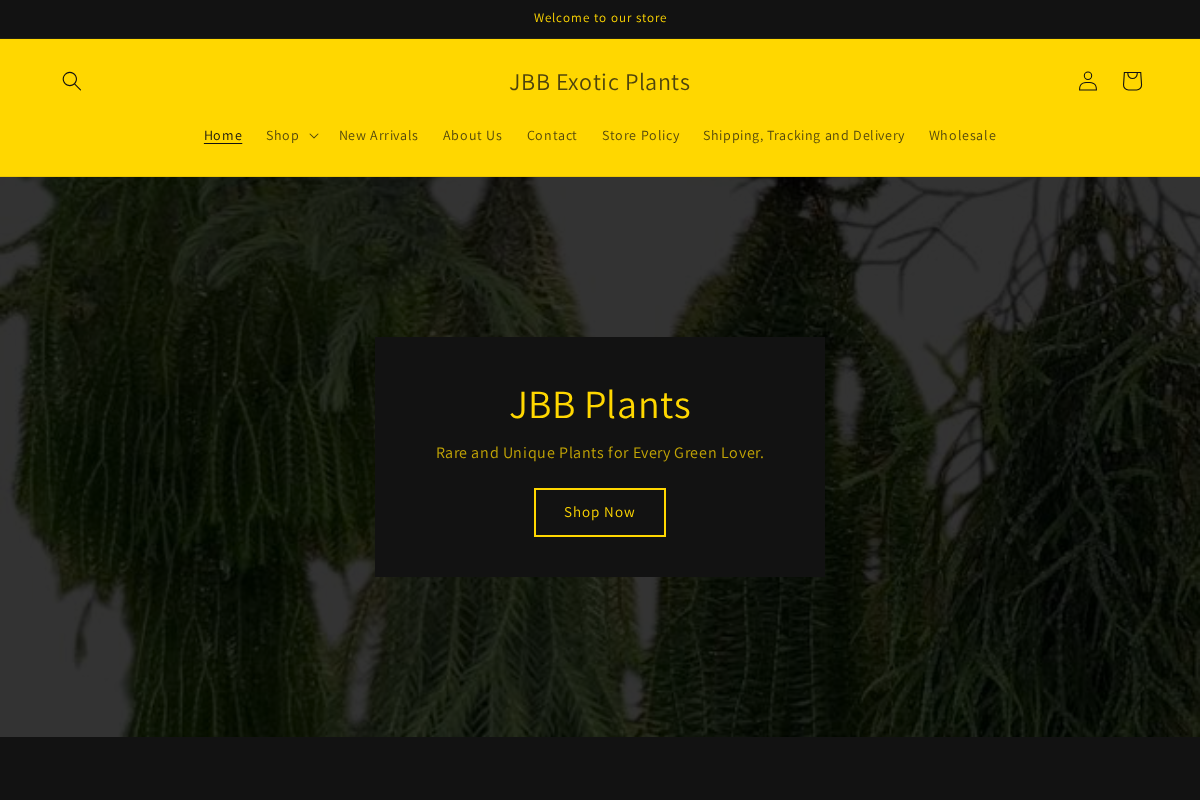 JBB Exotic Plants homepage screenshot