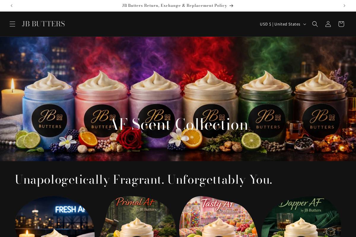 Jbbutters homepage screenshot