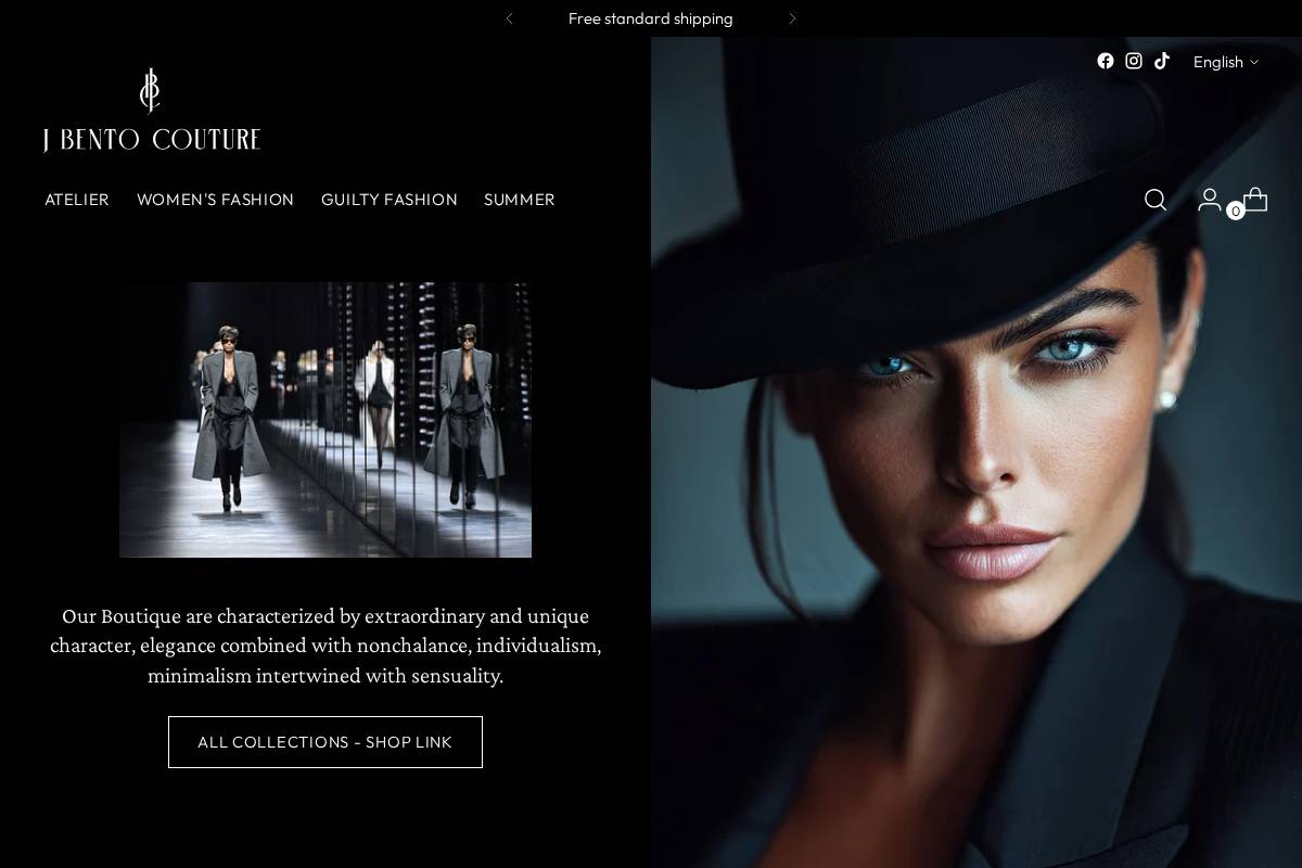 jbentocouture.com homepage screenshot