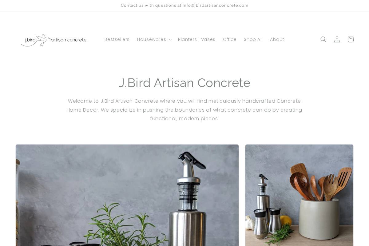 jbirdartisanconcrete.com homepage screenshot