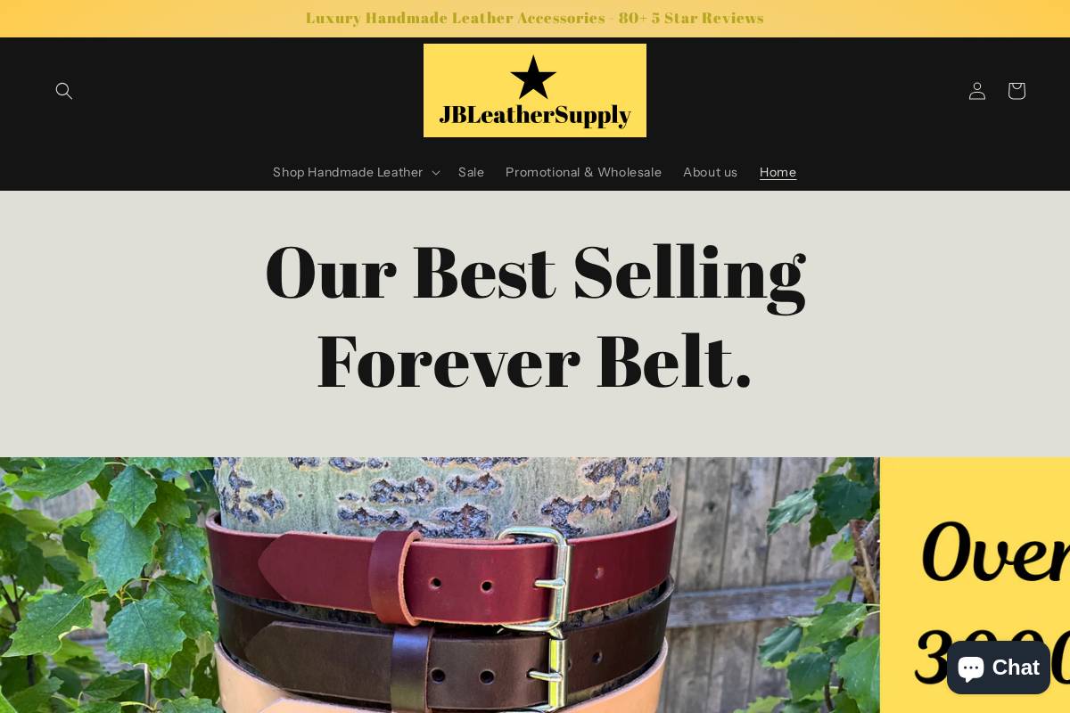 jbleathersupply.com homepage screenshot