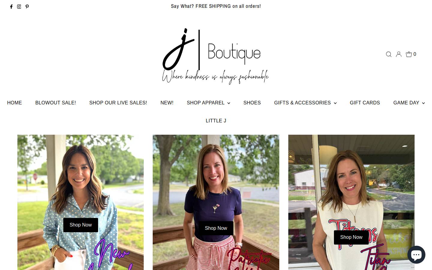 jboutiquene.com homepage screenshot