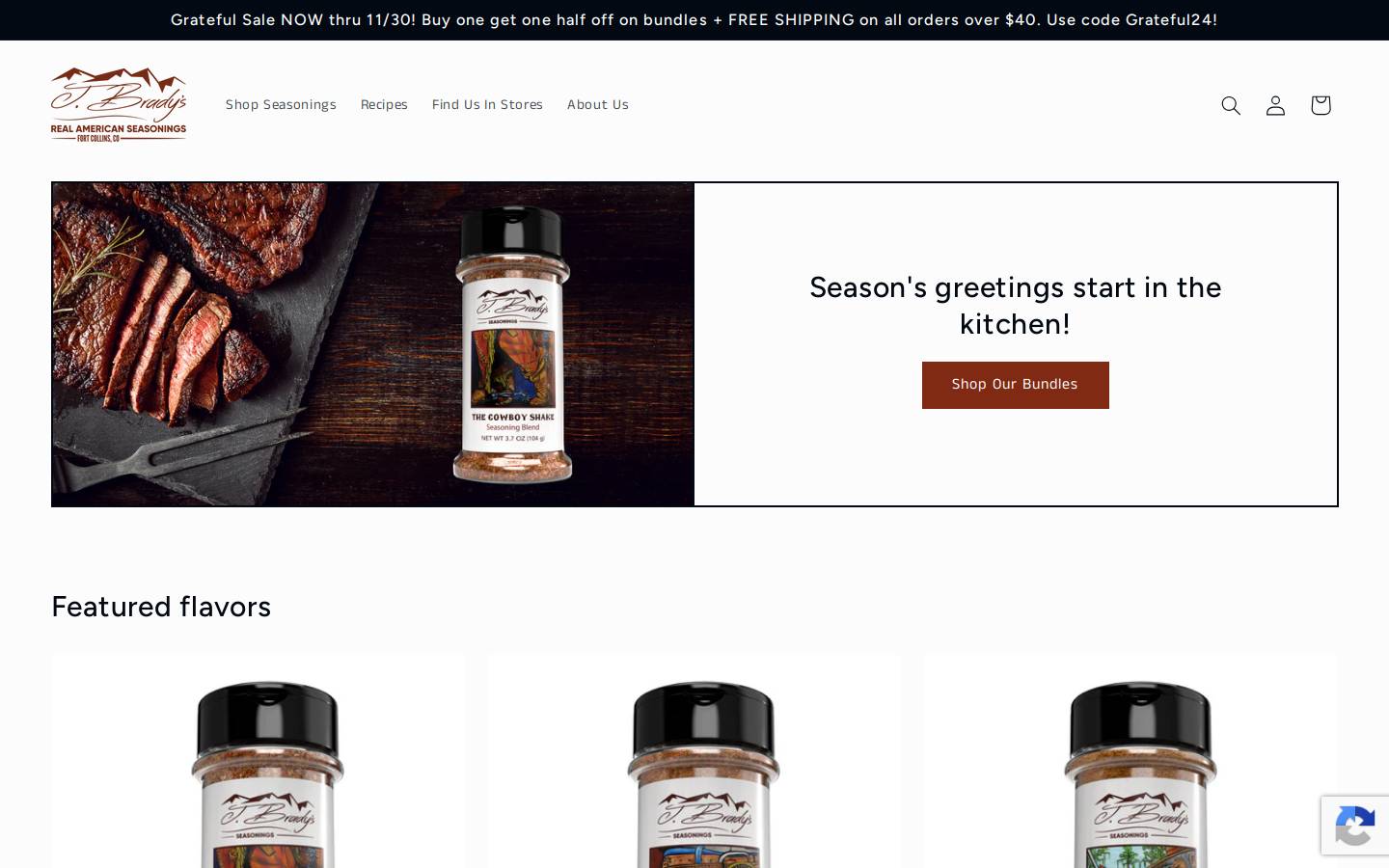 jbradyseasonings.com homepage screenshot
