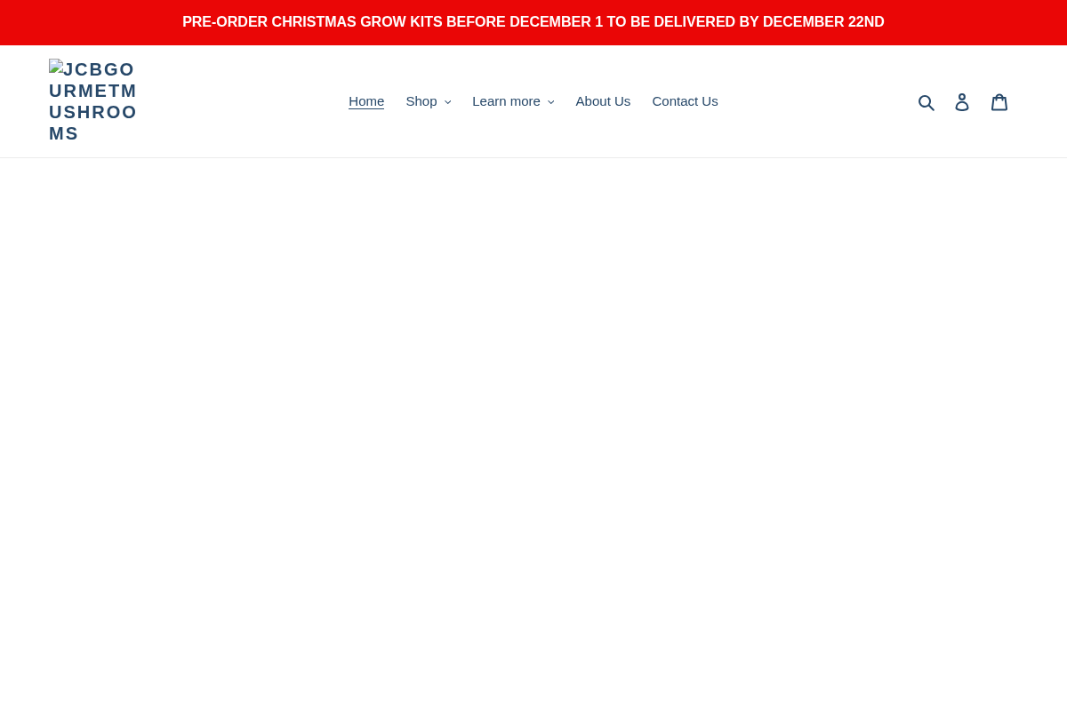 jcbgourmetmushrooms.com homepage screenshot