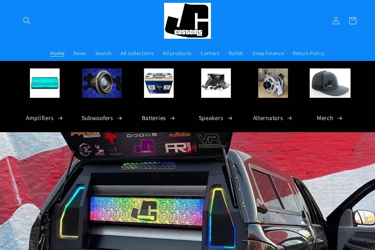 jccustomsshop.com homepage screenshot