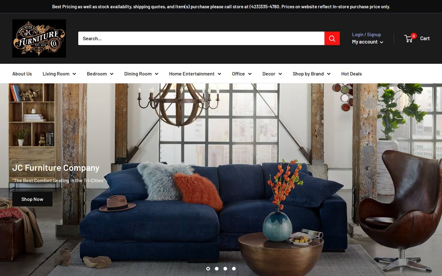 jcfurnitureco.com homepage screenshot