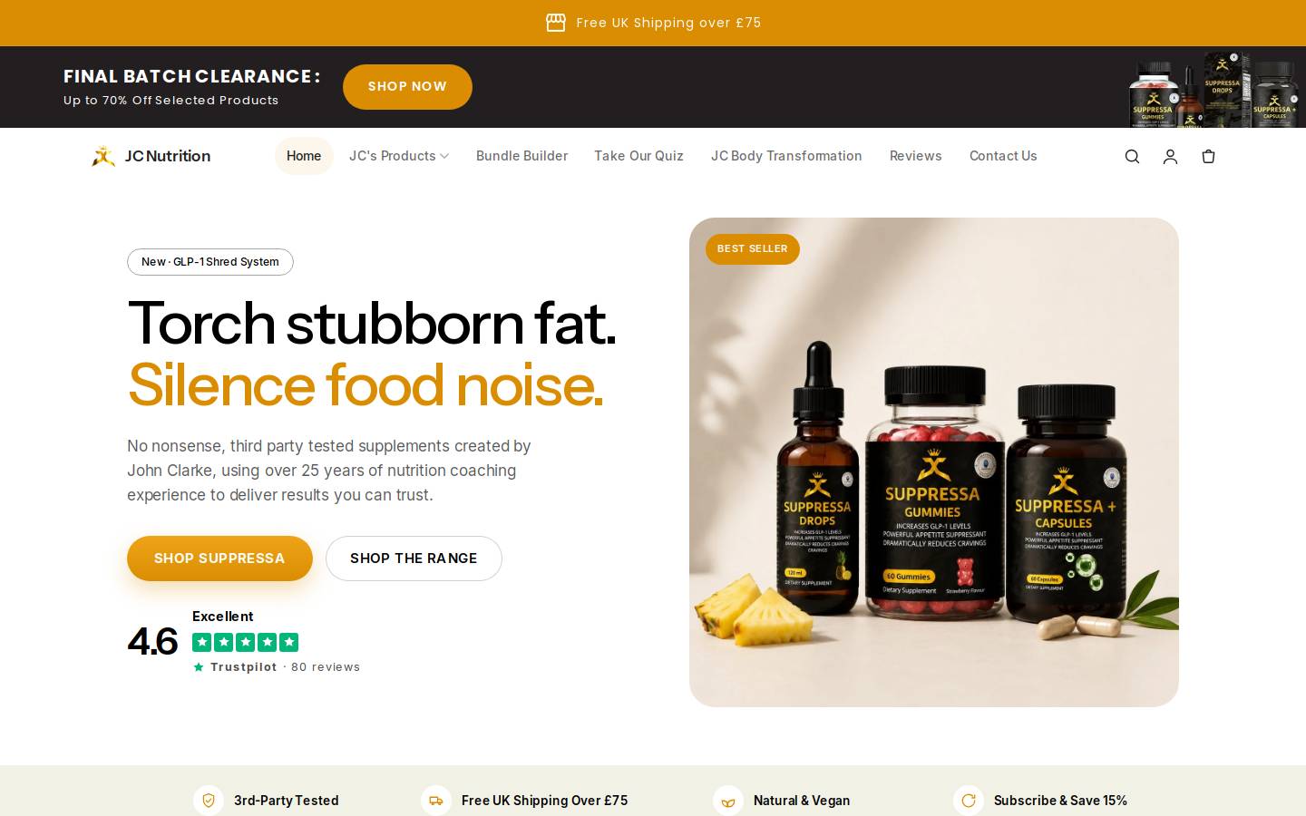 Jclarkesportsnutrition homepage screenshot