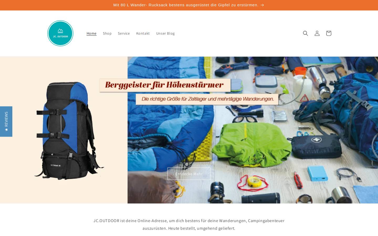 jcoutdoorshop.com homepage screenshot