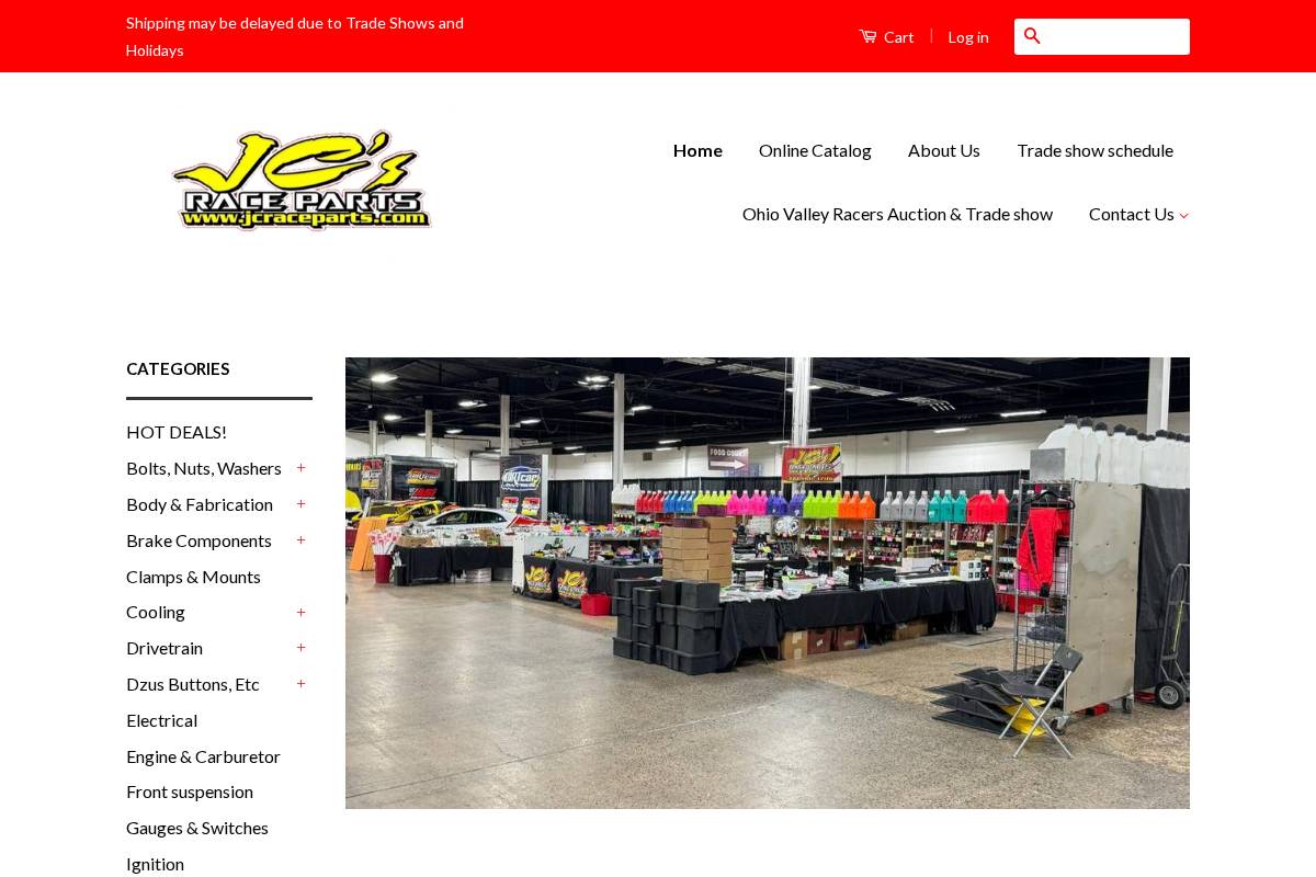 jcraceparts.com homepage screenshot