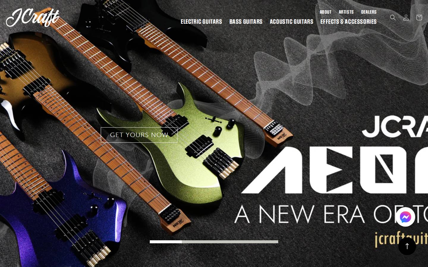 jcraftguitars.com homepage screenshot