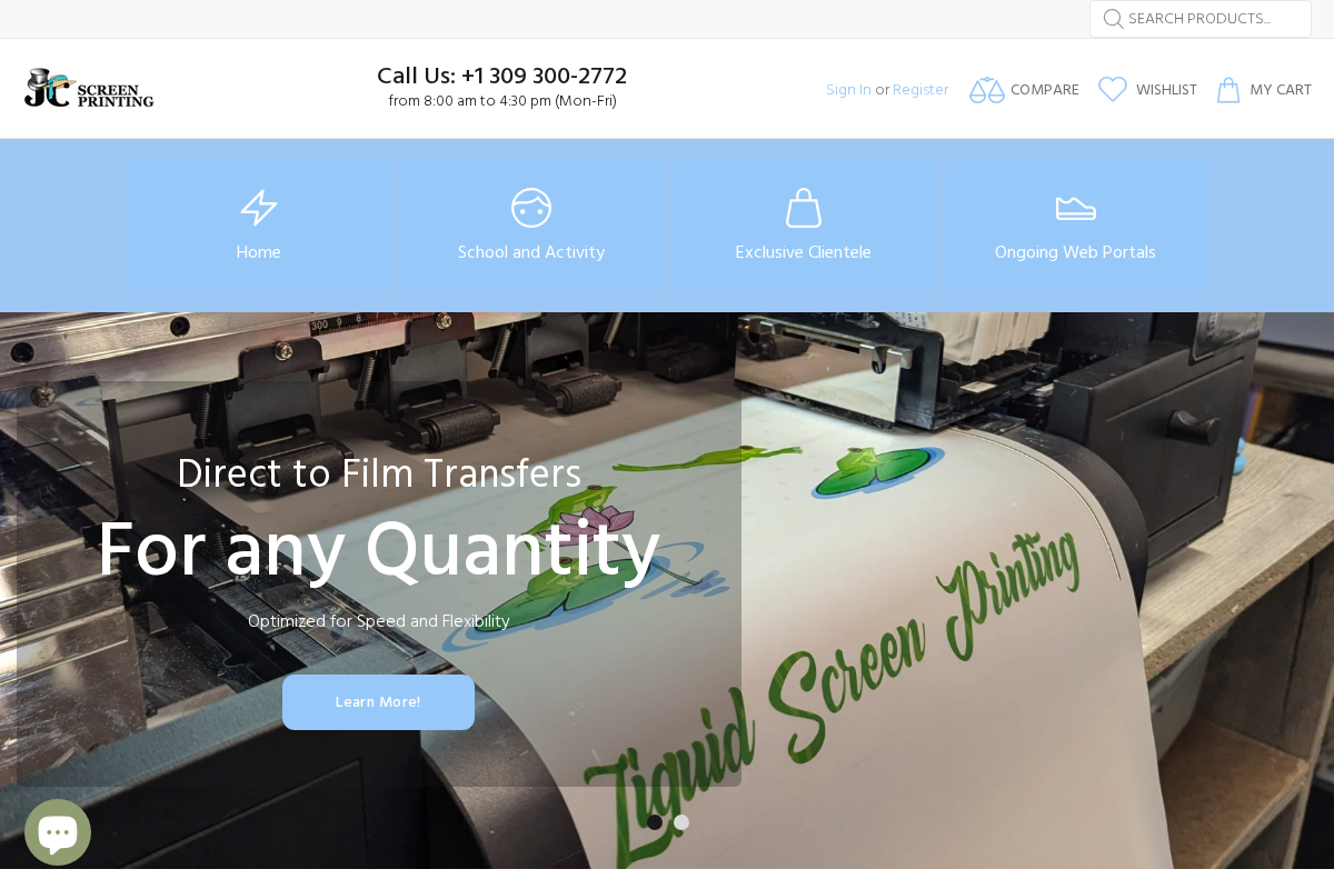 JC Screen Printing homepage screenshot