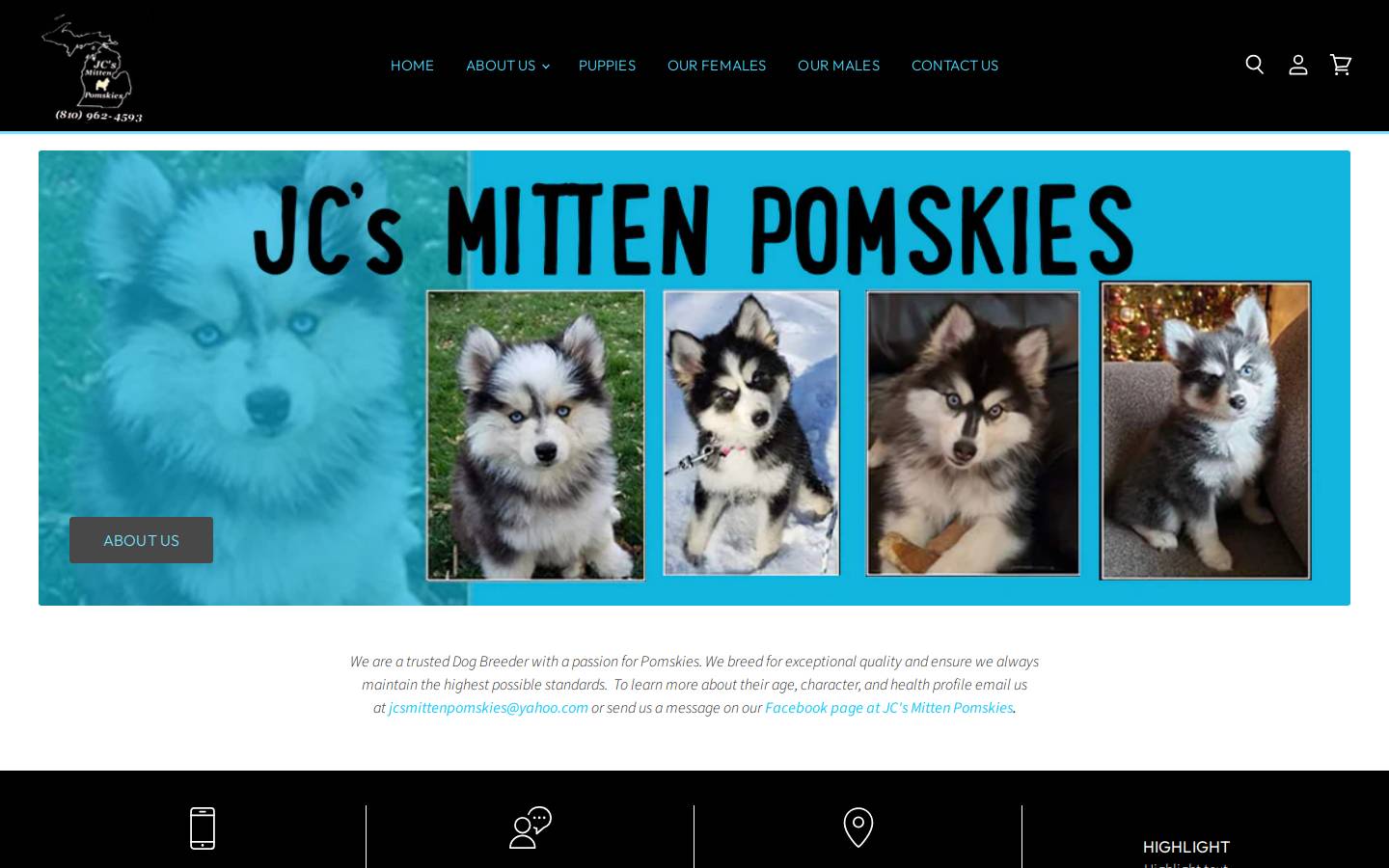 jcsmittenpomskies.com homepage screenshot