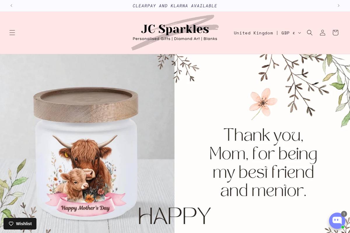 jcsparkles.com homepage screenshot