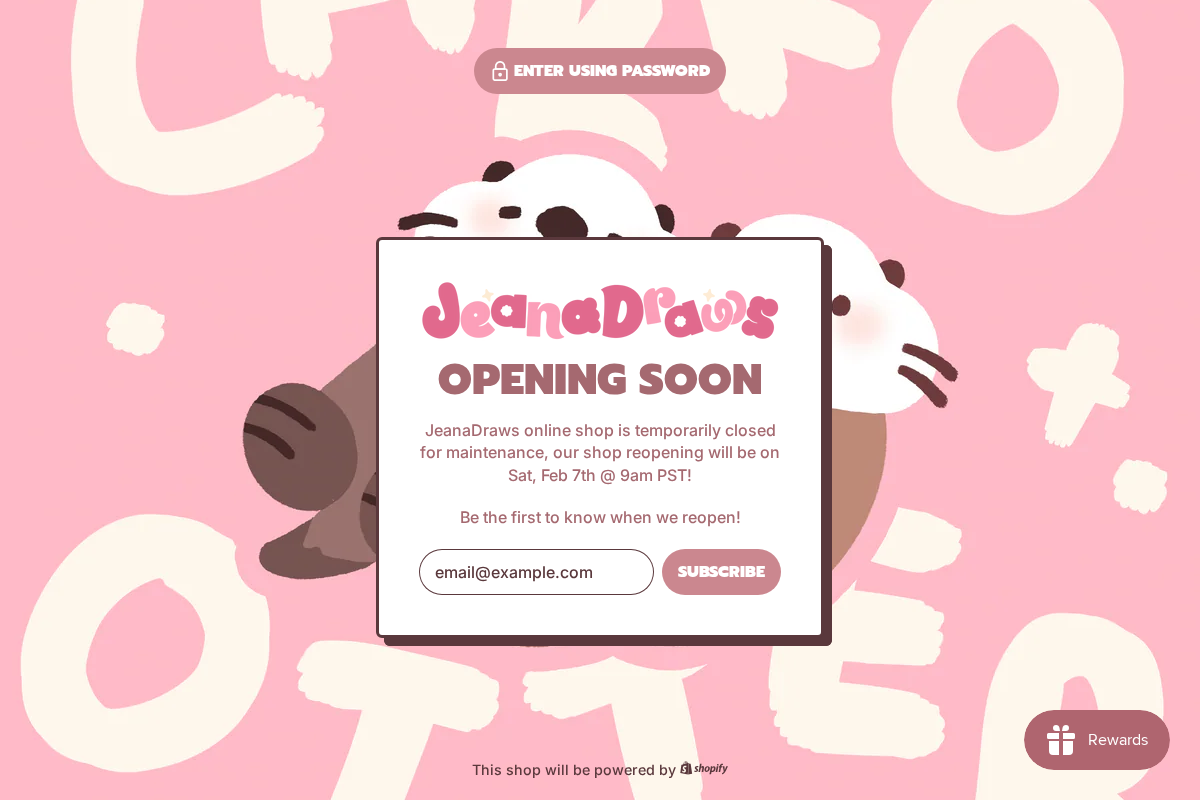 Jeanadraws homepage screenshot
