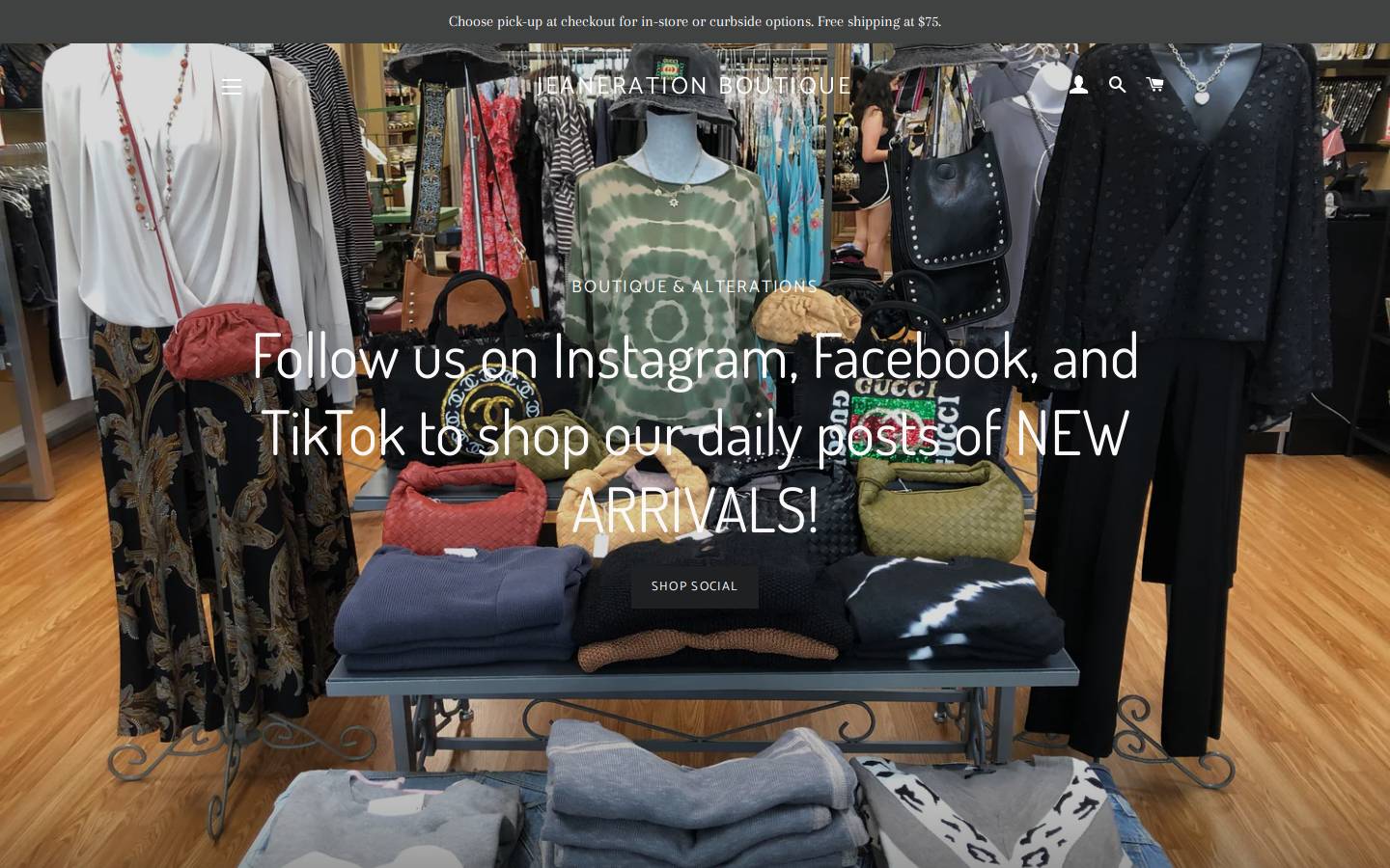 jeanerationboutique.com homepage screenshot