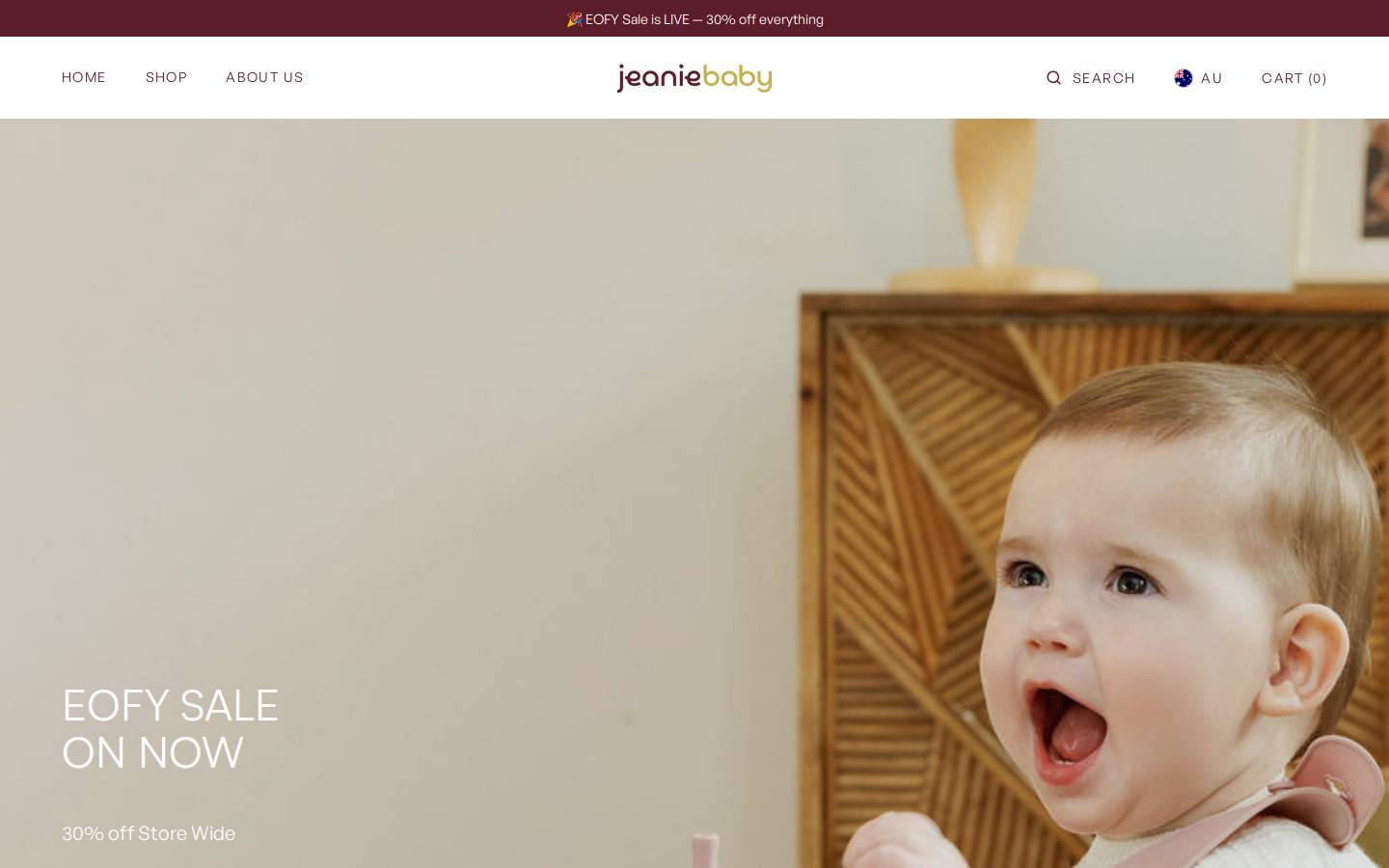 jeaniebaby.com.au homepage screenshot
