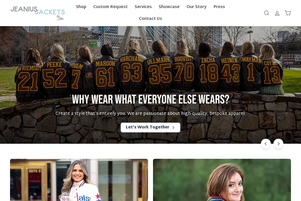 jeanius-jackets.com homepage screenshot