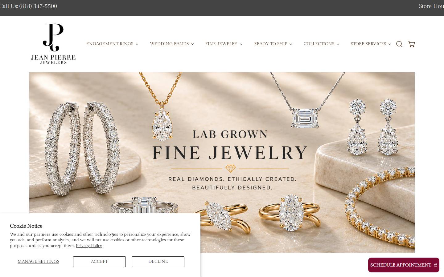 jeanpierrejewelers.com homepage screenshot