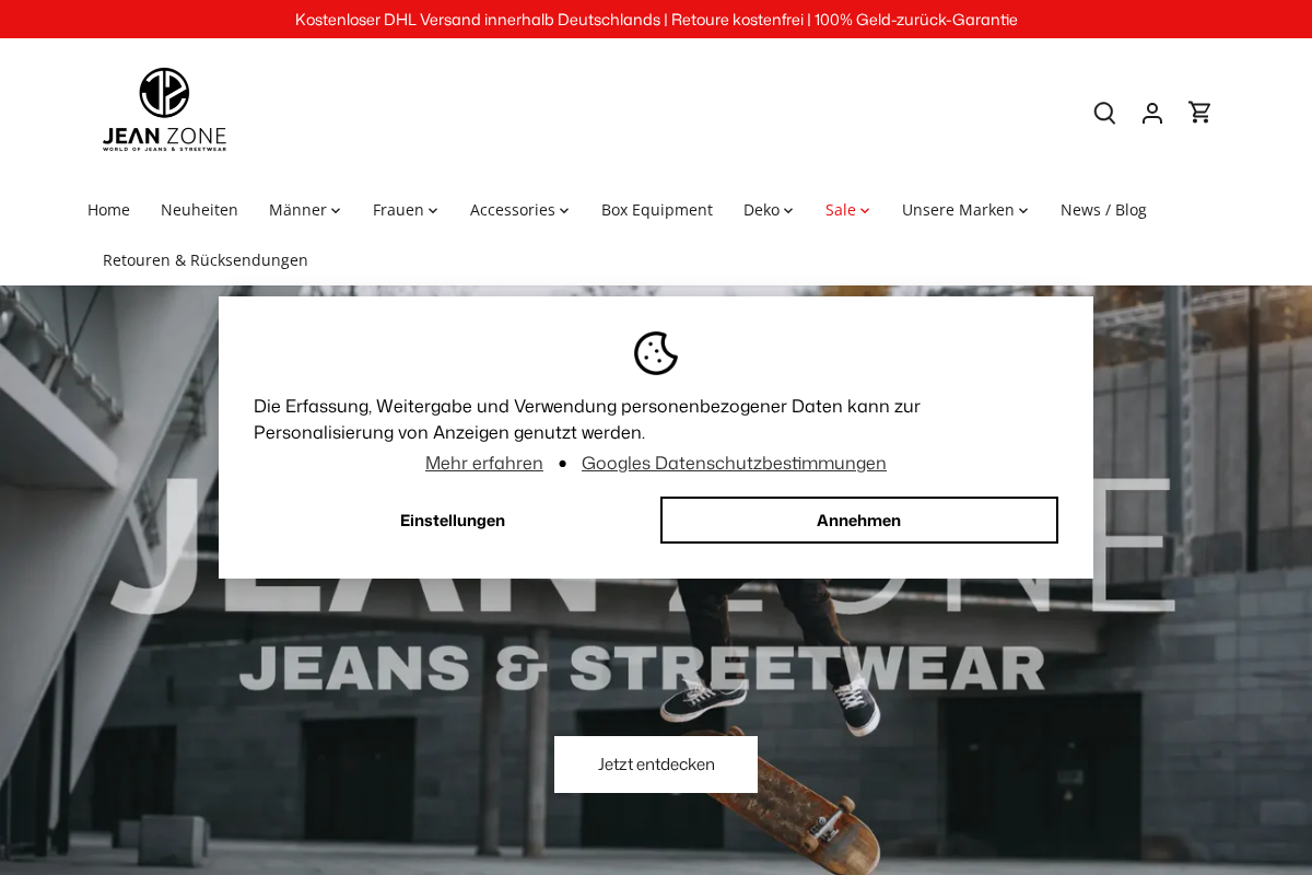 jeanzone.de homepage screenshot