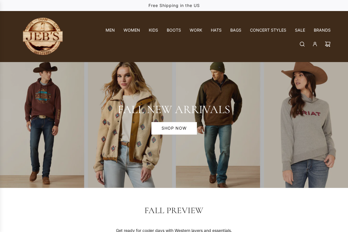 Jeb's Western, Work, and Outdoor Wear homepage screenshot