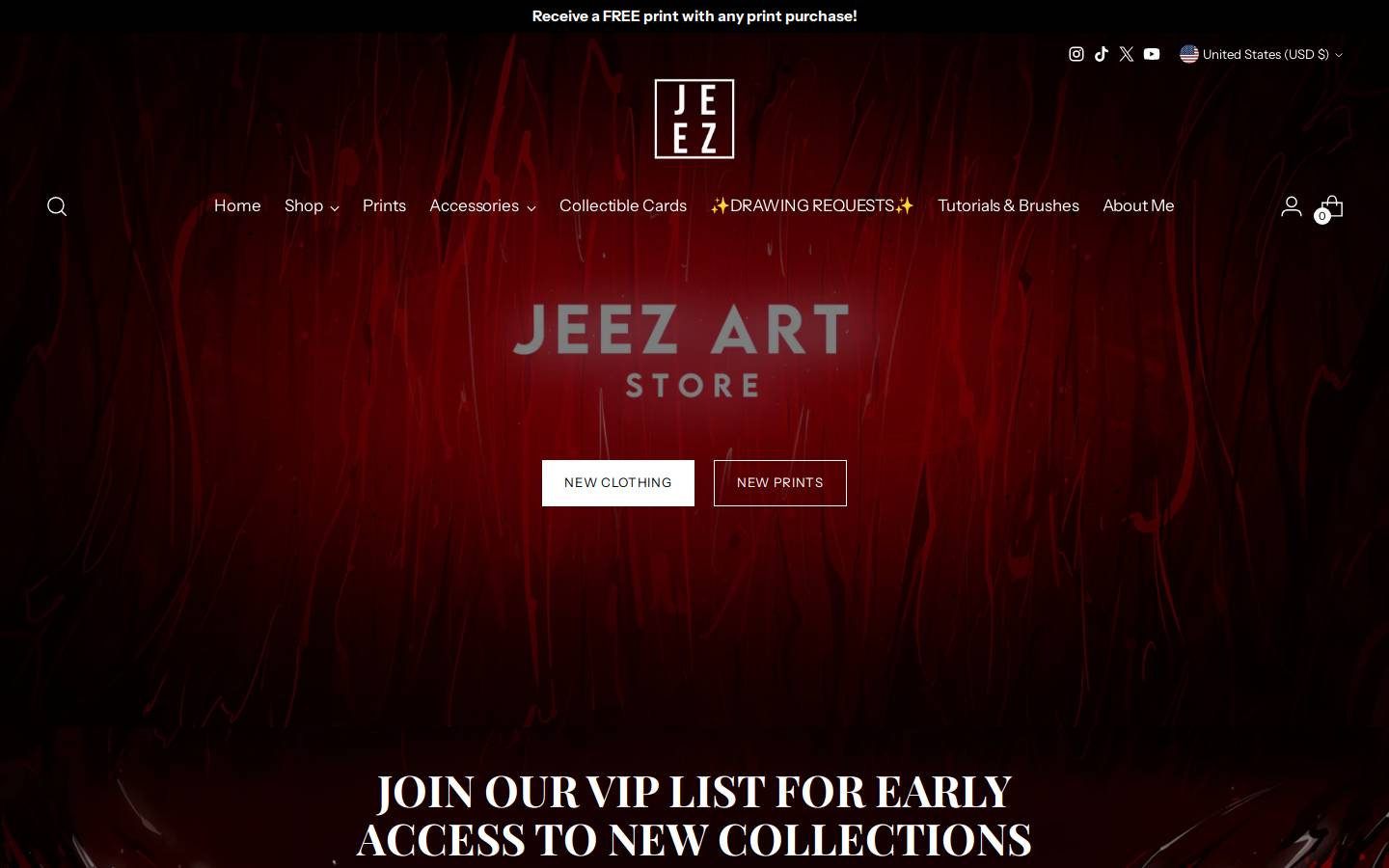 jeezart.com homepage screenshot
