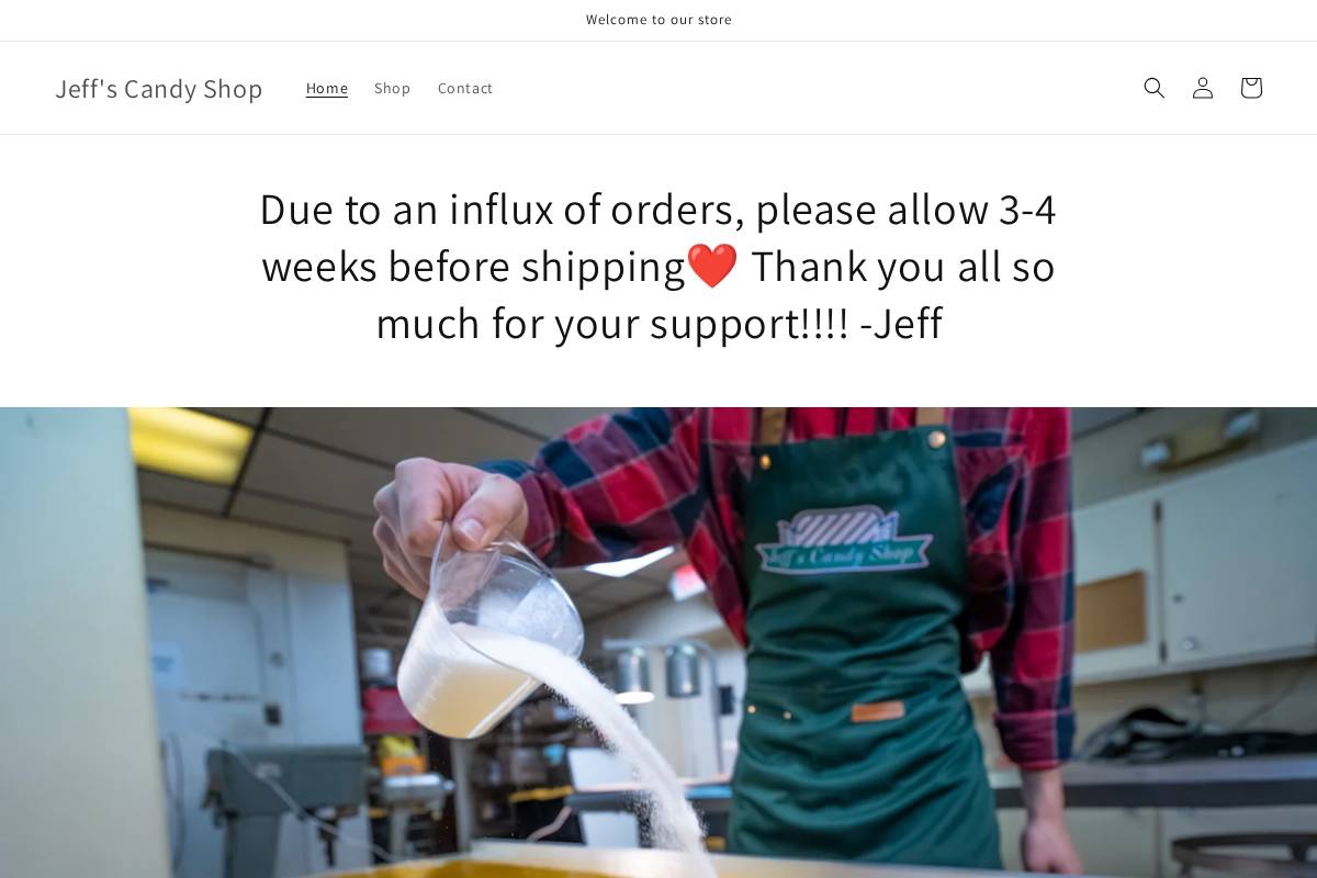 jeffscandyshop.com homepage screenshot