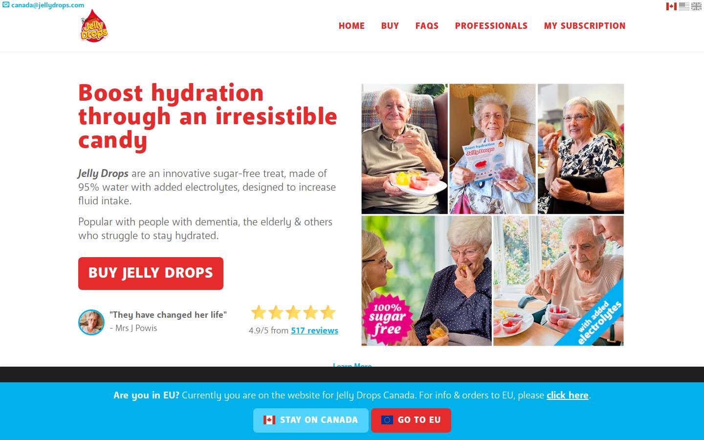 Jelly Drops homepage screenshot