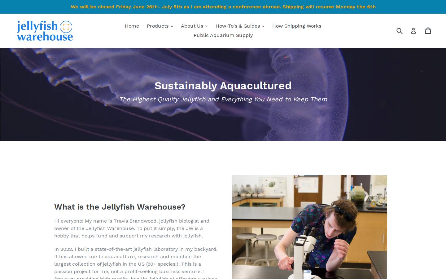 jellyfishwarehouse.com homepage screenshot