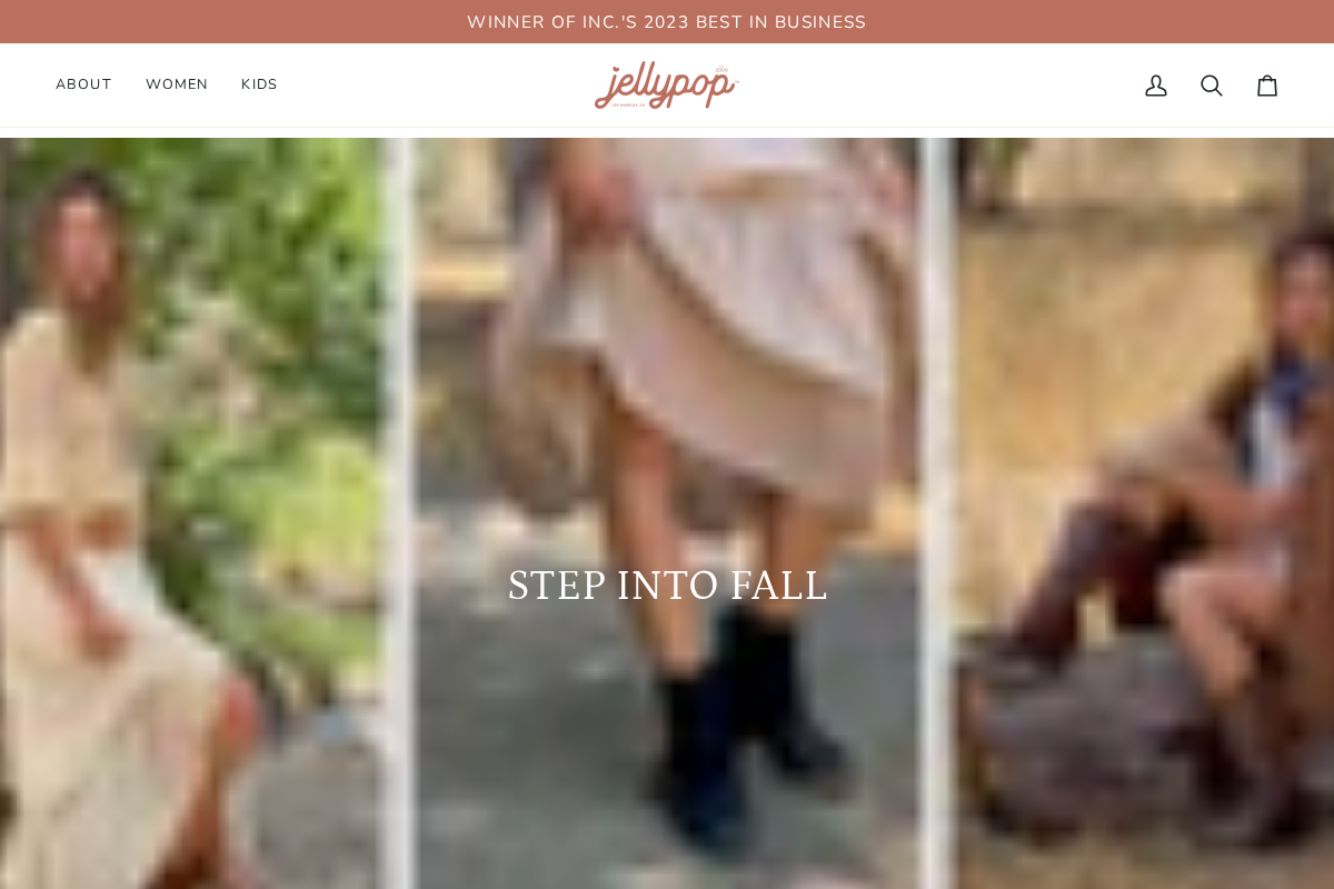 Jellypop Shoes homepage screenshot