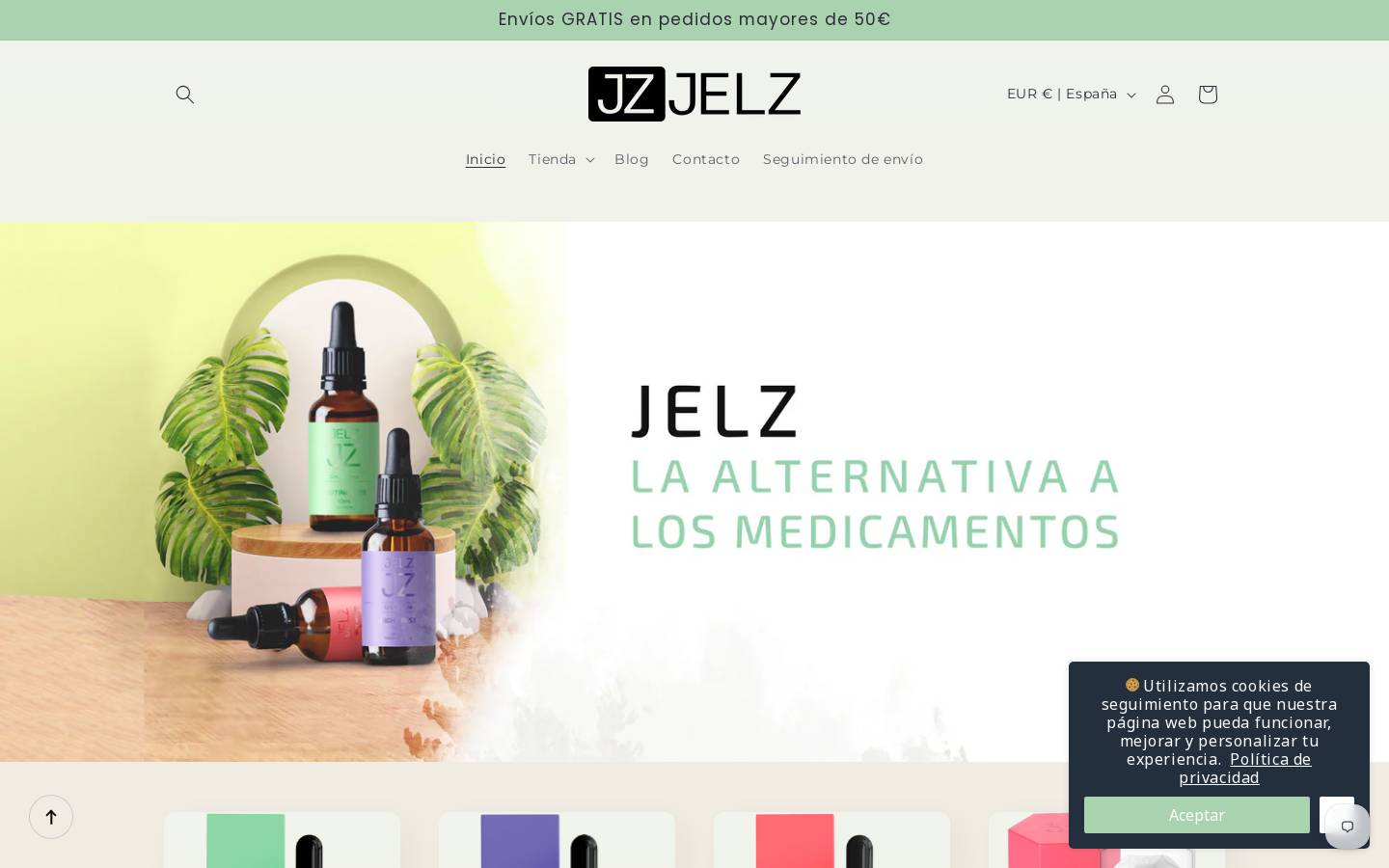 Jelz Nutraceutics homepage screenshot
